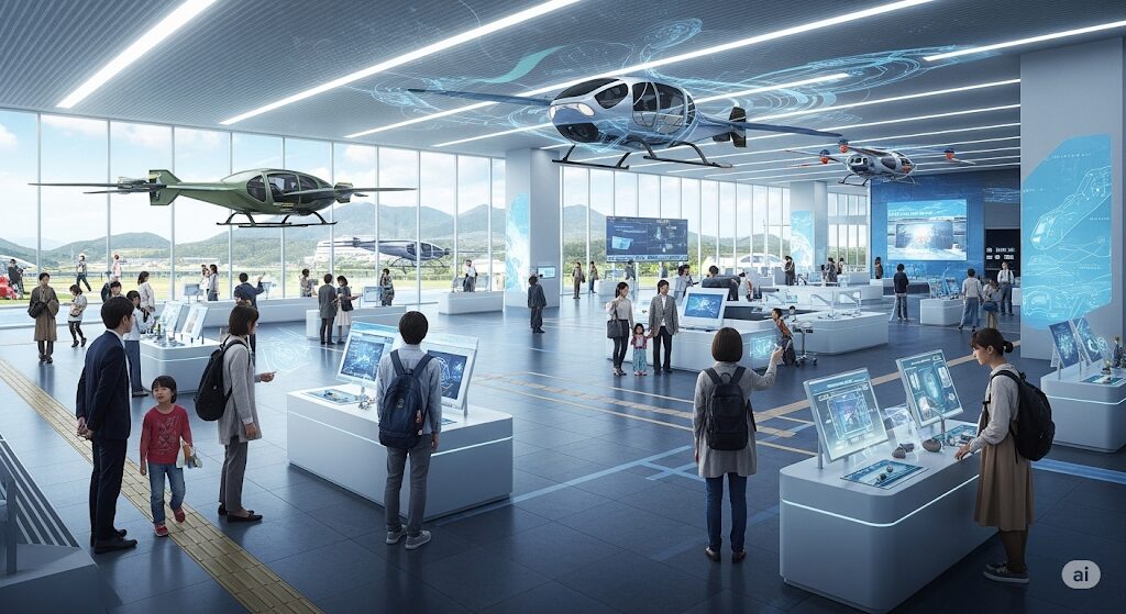空飛ぶクルマステーションと関連パビリオン